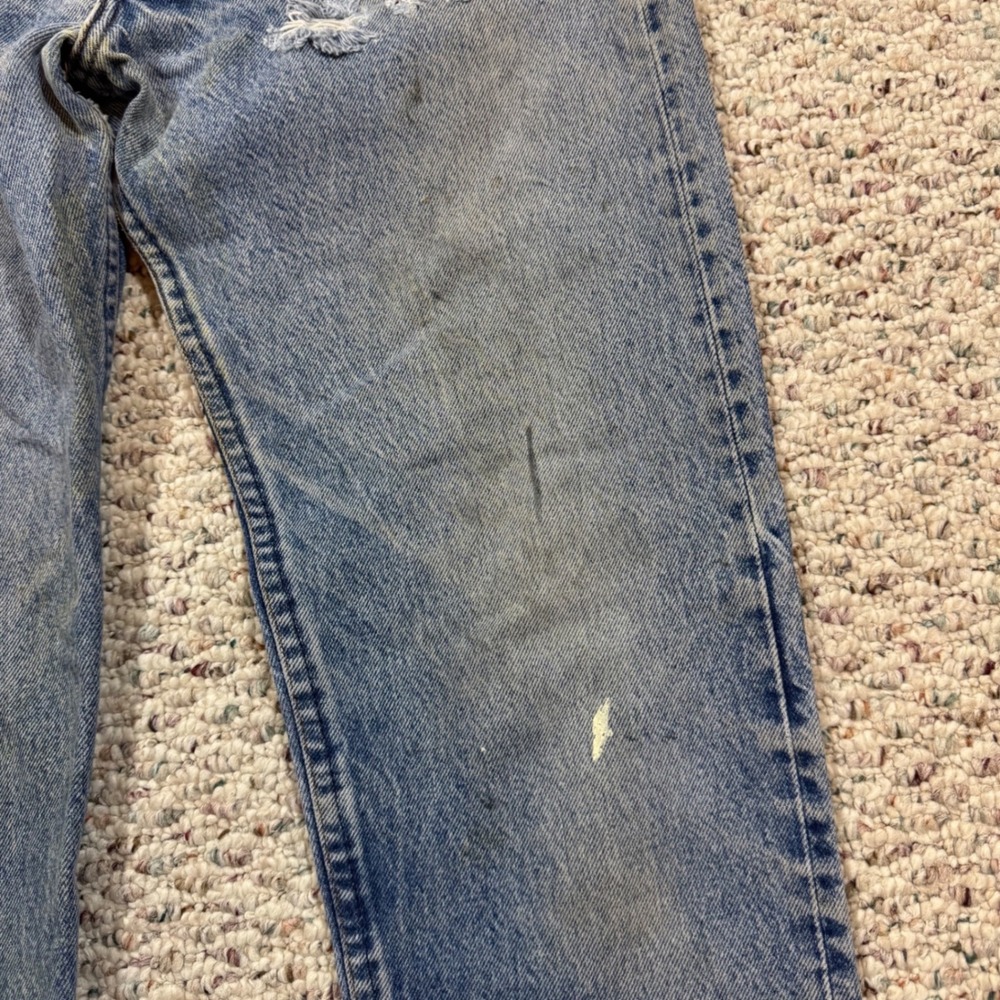 Vintage Levis 505 Jeans Mens 32x32 Distressed Stained Workwear Denim Straight - Picture 16 of 16